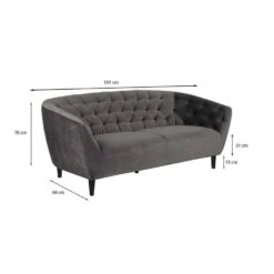 Bank Thyrza 3-zits - Fluweel - Donkergrijs -Woninginrichting Winkel 81019460 6900