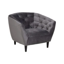 Fauteuil Thyrza - Fluweel - Donkergrijs -Woninginrichting Winkel 81020422 0700