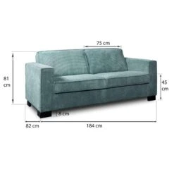 Bank Stuttgart 3-zits - Ribcord - Petrol -Woninginrichting Winkel 81023419 9600