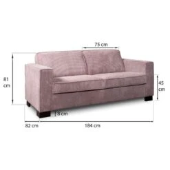 Bank Stuttgart 3-zits - Ribcord - Roze -Woninginrichting Winkel 81023420 9600