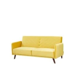 Beliani Driezitsbank - SENJA Geel Fluweel -Woninginrichting Winkel 8e1fbbd3134f46e38171f094d2039691