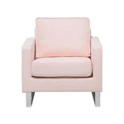 Beliani Fauteuil VIND - Roze Polyester -Woninginrichting Winkel 8f64f9f2f93541a394eb545ad952a58a