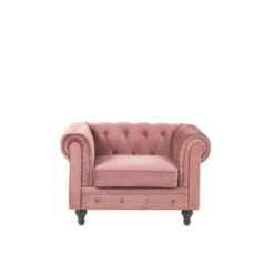Beliani Fauteuil CHESTERFIELD - Roze Fluweel -Woninginrichting Winkel 9dba52478b294214abbccd8b0f59e540