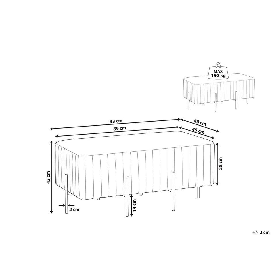 Beliani Hocker DAYTON - Groen Fluweel 3 Beliani Hocker DAYTON - Groen Fluweel - Afbeelding 3