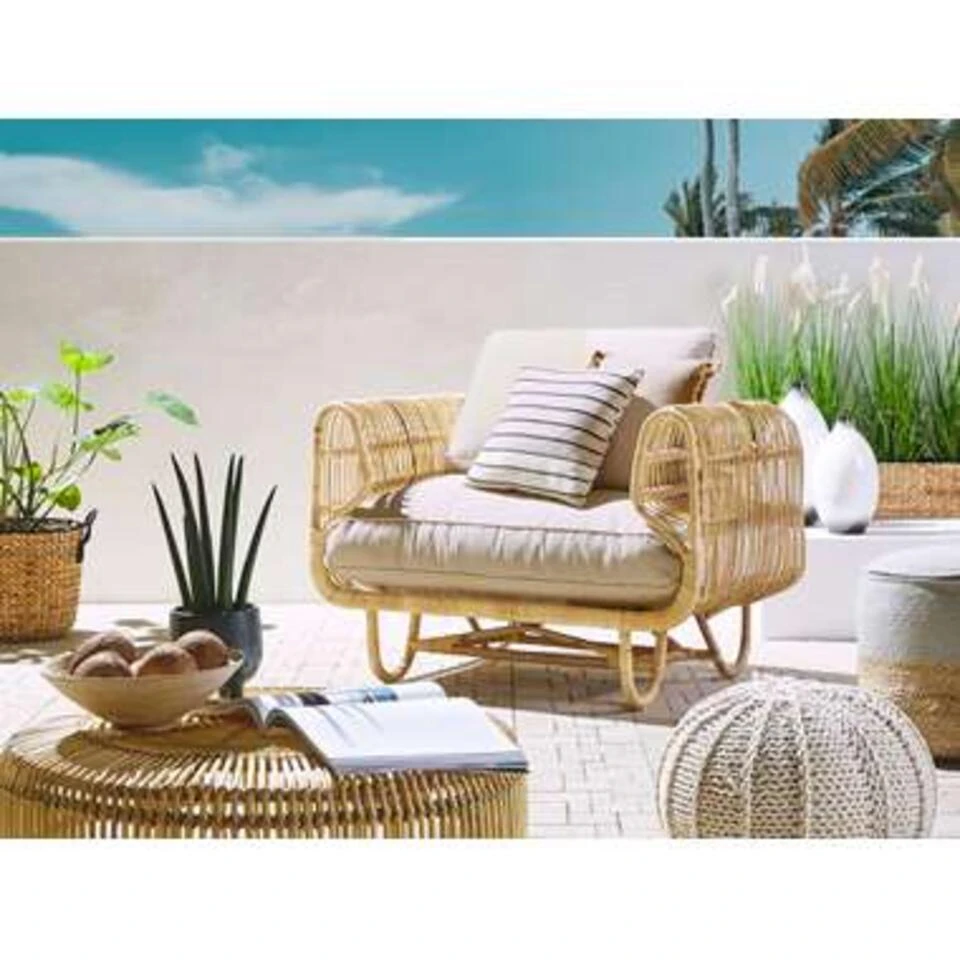 Beliani Fauteuil DOLCEDO - Beige Rotan 2 Beliani Fauteuil DOLCEDO - Beige Rotan - Afbeelding 2