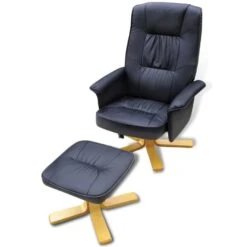 VidaXL Fauteuil Met Voetenbankje Kunstleer Zwart -Woninginrichting Winkel b04c8bc1b9e54529ade4a1ea0c3aa340