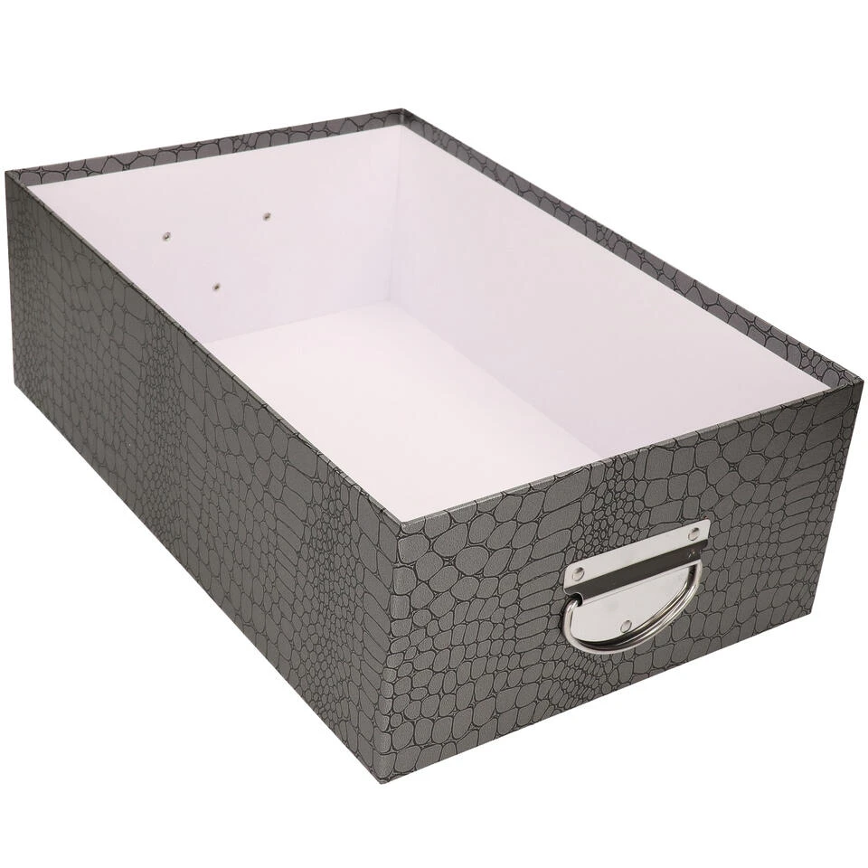 5Five Opbergdoos/box - Zilver - L48 X B33.5 X H16 Cm - Stevig Karton 2 5Five Opbergdoos/box - Zilver - L48 X B33.5 X H16 Cm - Stevig Karton - Afbeelding 2