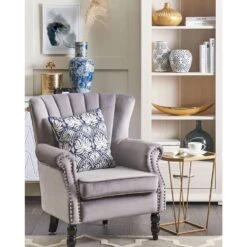 Beliani Fauteuil SVEDALA - Grijs Fluweel -Woninginrichting Winkel bf5e1bc57e8e48218b5d3f2a2adab5a5