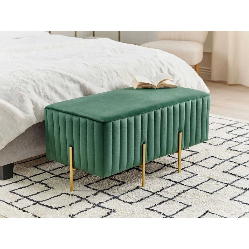 Beliani Hocker DAYTON - Groen Fluweel 2 Beliani Hocker DAYTON - Groen Fluweel - Afbeelding 2