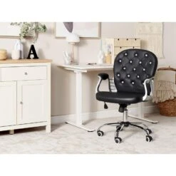 Beliani Bureaustoel PRINCESS - Zwart Kunstleer 5 Beliani Bureaustoel PRINCESS - Zwart Kunstleer -Woninginrichting Winkel c5814250687e45d683f846c5c51308c9