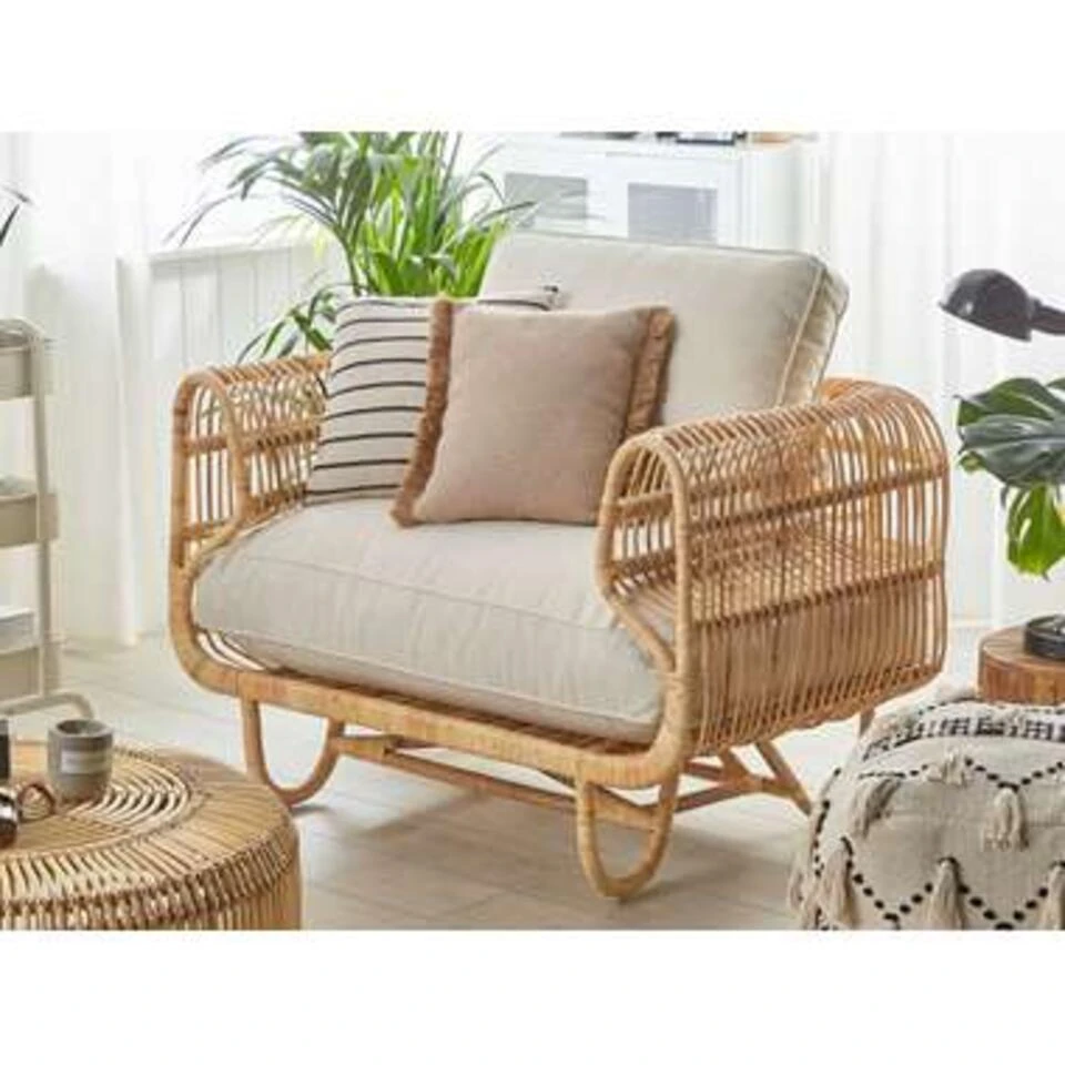 Beliani Fauteuil DOLCEDO - Beige Rotan 3 Beliani Fauteuil DOLCEDO - Beige Rotan - Afbeelding 3
