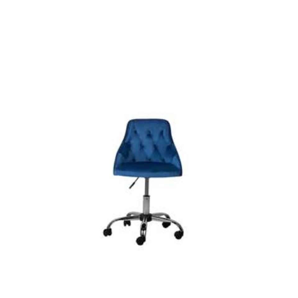 Beliani Bureaustoel PARRISH - Blauw Fluweel 4 Beliani Bureaustoel PARRISH - Blauw Fluweel - Afbeelding 4