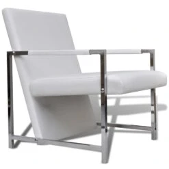 VidaXL Fauteuils 2 St Met Chroom Frame Kunstleer Wit -Woninginrichting Winkel e6e2bdf516bc41eba59f758f34871109
