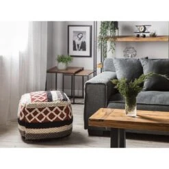 Beliani Poef SAGAR - Multicolor Wol, Katoen -Woninginrichting Winkel ea1f731010dd453d9059b8eea2b28d6e