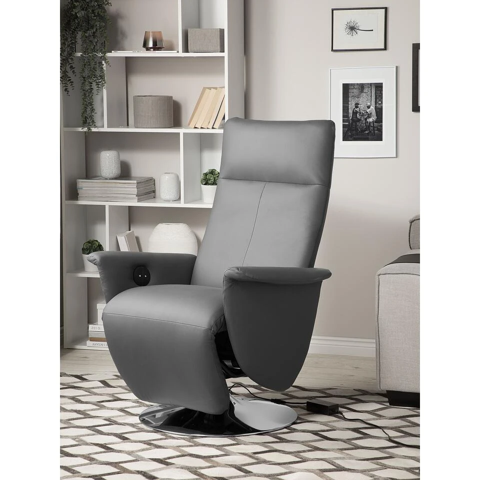 Beliani TV-fauteuil PRIME - Grijs Kunstleer 4 Beliani TV-fauteuil PRIME - Grijs Kunstleer - Afbeelding 4