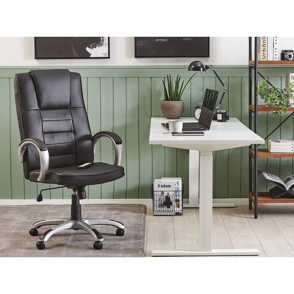 Beliani Bureaustoel GRANDEUR - Zwart Kunstleer 2 Beliani Bureaustoel GRANDEUR - Zwart Kunstleer - Afbeelding 2