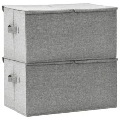 VidaXL Opbergboxen 2 St 50x30x25 Cm Stof Grijs -Woninginrichting Winkel f724ee66f5a54fc8ab85ce6a5078223a