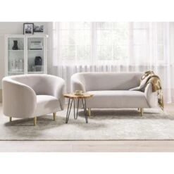 Beliani Fauteuil LOEN - Beige Polyester -Woninginrichting Winkel f84d091879834a88957588b0d47d5a89
